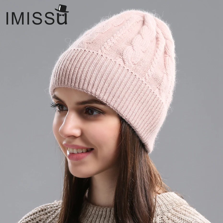 IMISSU Осень Зима Шапочки женские Зимние Шапки Вязаные Шерстяные Skullies Повседневная Cap Твердые Цвета Gorros Капота Роковой Hat для девушки