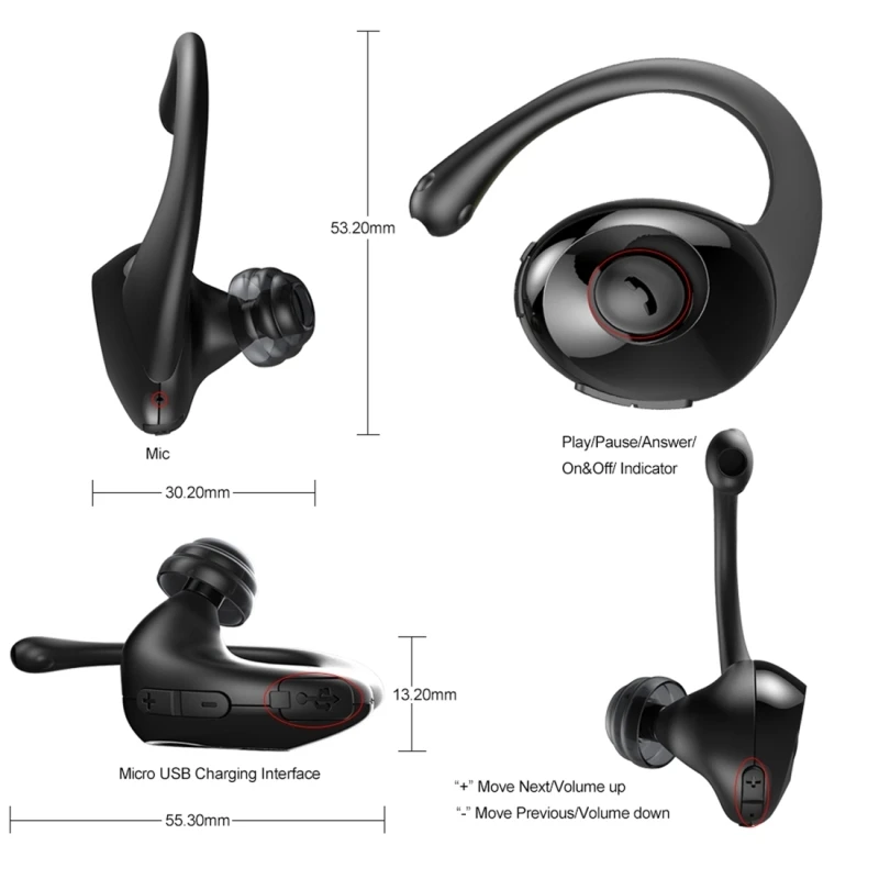 NB-7 Sweatproof Wireless BT 4.1 Snail Bionic In-ear Stereo Headphone Sports Headset with Microphone for iPhone Android | Электроника