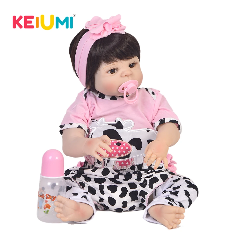 

KEIUMI 23 Inch Reborn Menina Dolls 57 cm Realistic Full Silicone Vinyl Reborn Baby Dolls Newborn bebe For Kids Playmates New