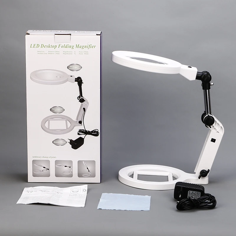 Foldable 22 LED Table Magnifier With Light AC Power/Battery 2X 5X Illumination Magnifying Glass Jewelry Loupe |