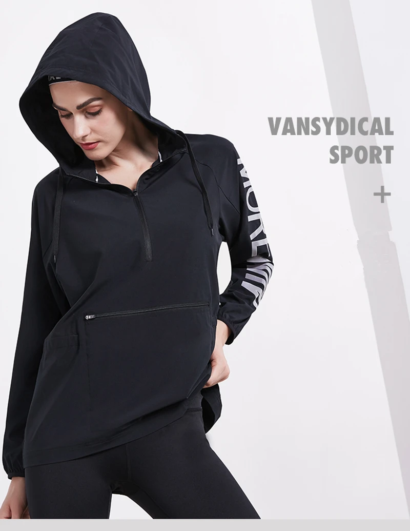 Vansydical, Женская ветровка, светоотражающие спортивные куртки для бега, йоги, на молнии, с капюшоном, для фитнеса, тренировки, ветрозащитная спортивная одежда, топы