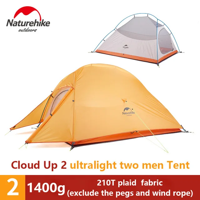 2 person yellow Naturehike Модернизированный облачный 1 2 3 Сверхлегкий тент отдельно стоящий 20D ткань 1-3 человека палатки для кемпинга с бесплатным ковриком - Цвет: 2 person yellow