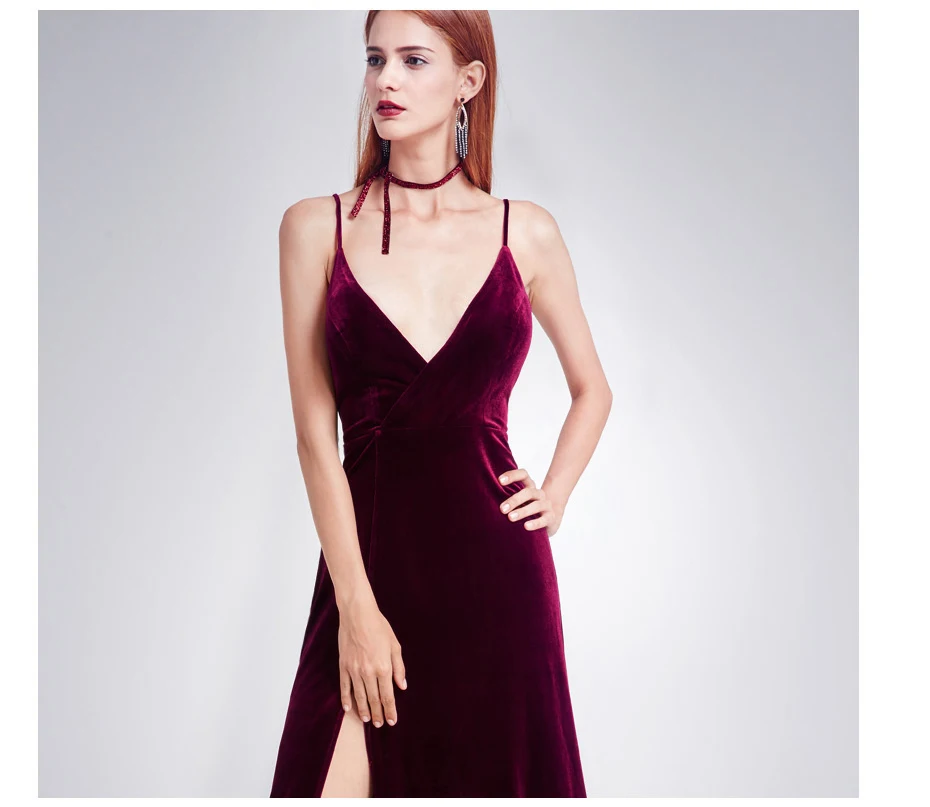Robe De Soiree сексуальные велюровые вечерние платья Ever Pretty 07181 с глубоким v-образным вырезом Элегантные Бархатные вечерние платья сезона зима-осень