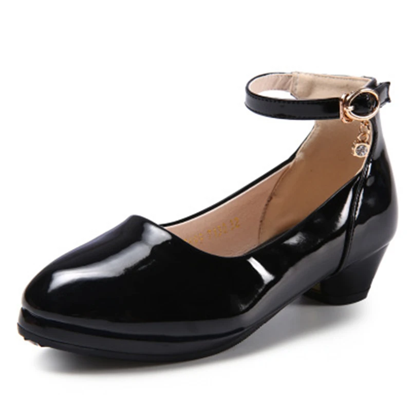

New Girls High-heeled Patent Leather Princess Fashion Student Dance Shoes Children Baby Toddler Kids Leather Shoes 041