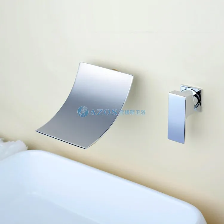 Современный кран с двумя отверстиями хромированная отделка водопад настенный