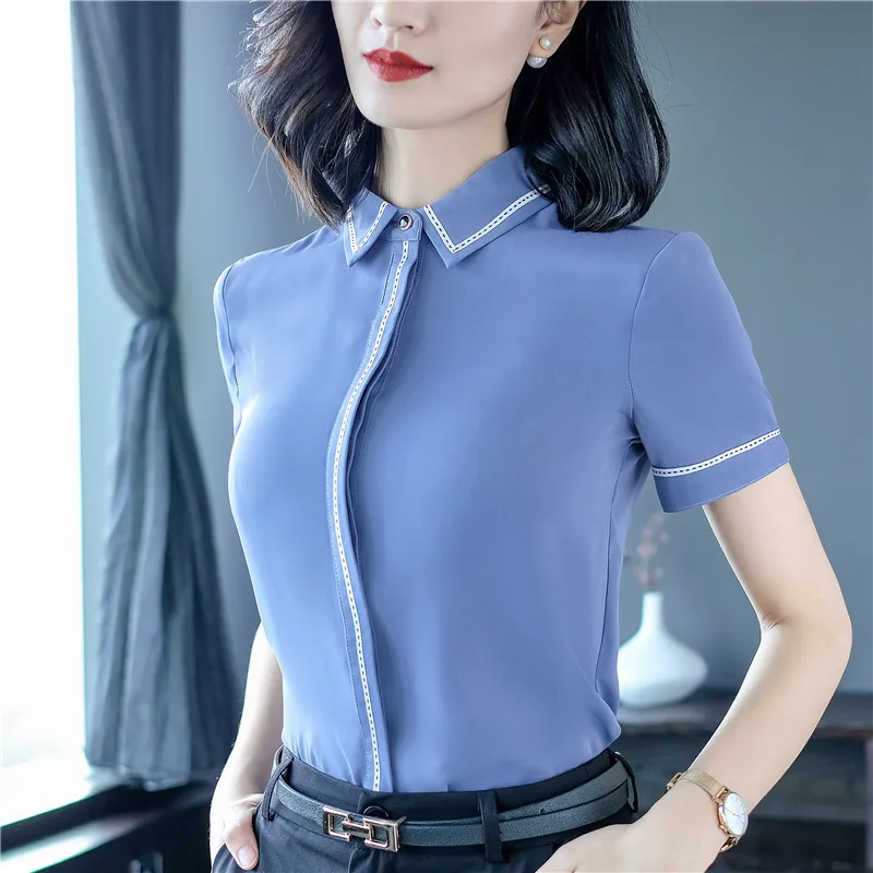 Blusas mujer de moda 2019 с коротким рукавом рубашки женские Лоскутные Женские топы и блузки