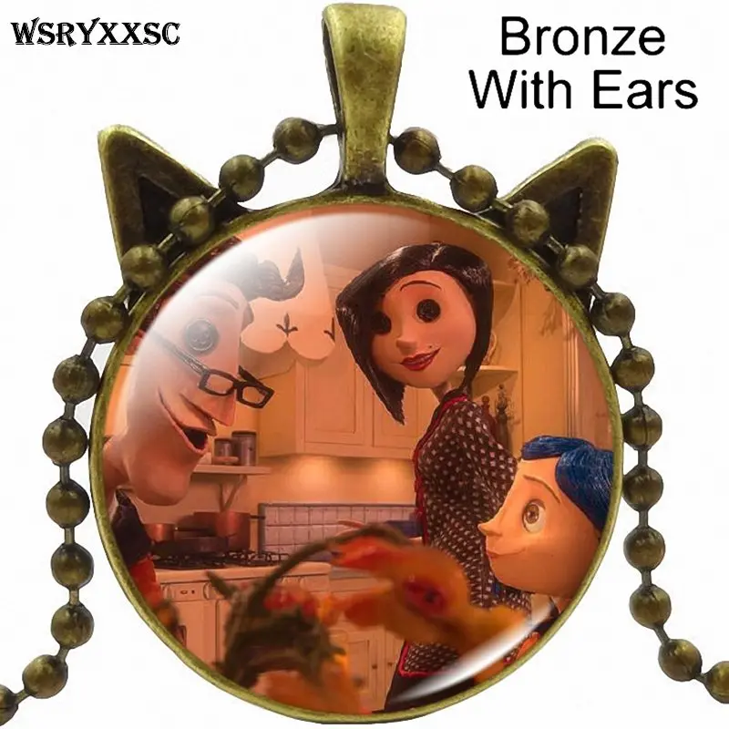 as picture Coraline для женщин свадебный подарок Мода посеребренное стекло длинное ожерелье дочь подарок на день рождения, кулон ювелирные изделия - Metal Color: as picture