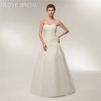 dlove bridal princess a line wedding dress with lace appliques floor length strapless sweetheart bridal gown robe de mariage