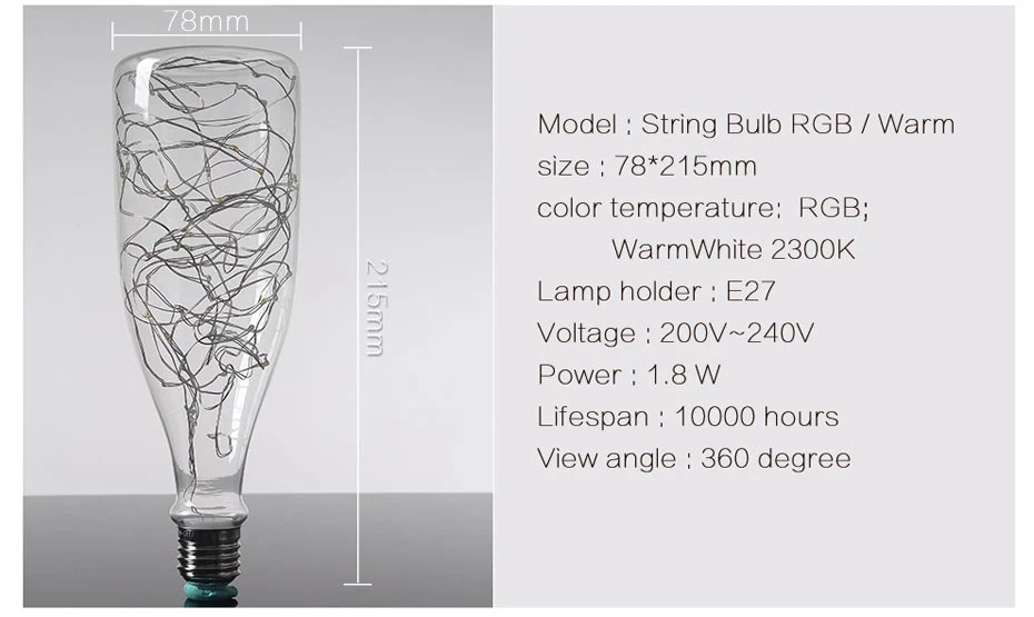 3D Светодиодная лампа Эдисона, ретро красочная E27 AC110V 220V для дома фестиваль Стекло лампада теплый белый рождественские украшения rgb арт светильник лампочка