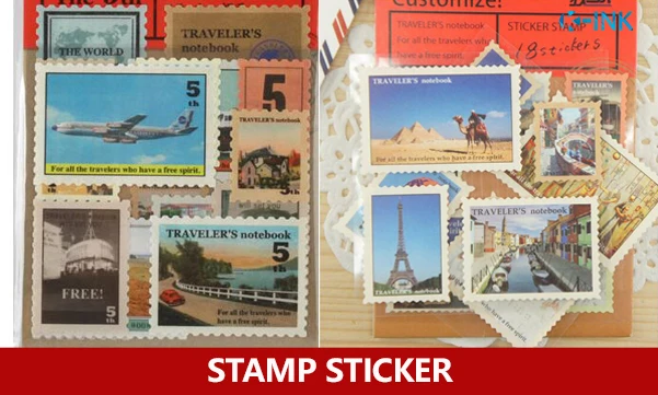 Винтажный дорожный Набор стикеров 1 упаковка Классический штамп для ноутбука