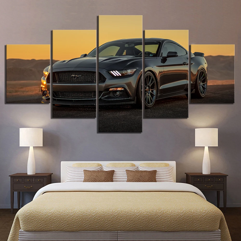 5 шт. HD Роскошная Автомобильная картина черный Ford Mustang плакат с изображением