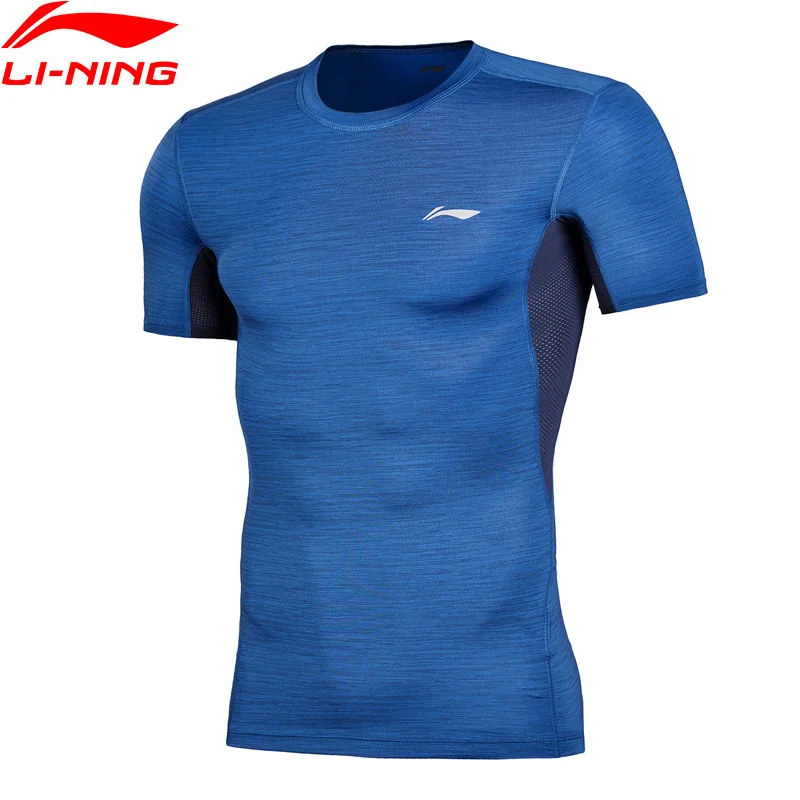 Li-Ning, Мужская Профессиональная тренировочная футболка, слой, облегающая, быстросохнущая, дышащая подкладка, удобная спортивная футболка, топы AUDN015 MTS2712