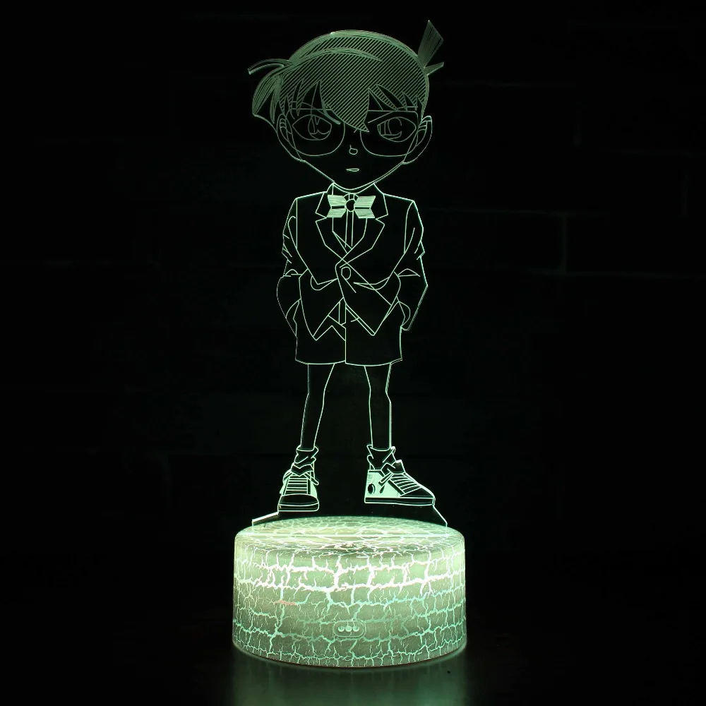Мультфильм Conan 3D лампа 7 цветов изменить ночник 5 в USB настольная прикроватный свет