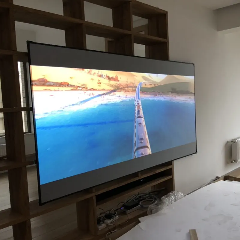 THKGREYW, 16:10, 8 K/4 K Ultra HD Домашний кинотеатр с фиксированной рамкой, безборый проекционный проектор экран, с кинотеатром серый