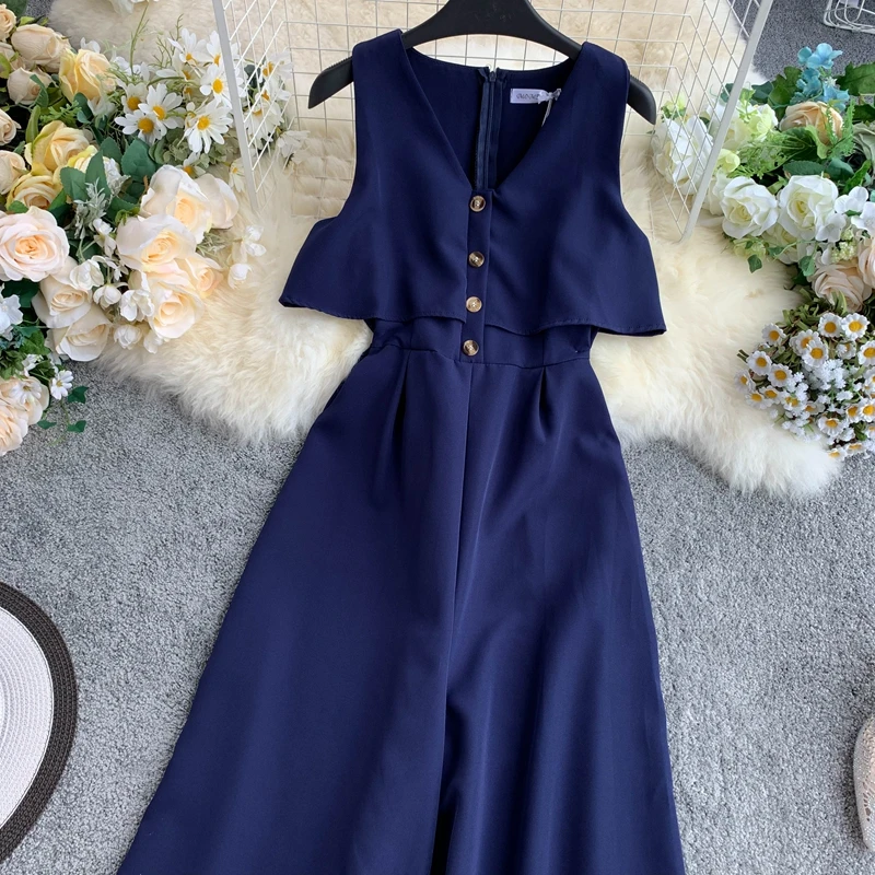 ALPHALMODA, летние новые женские комбинезоны, однобортные, без рукавов, женские облегающие комбинезоны, широкие, модные комбинезоны
