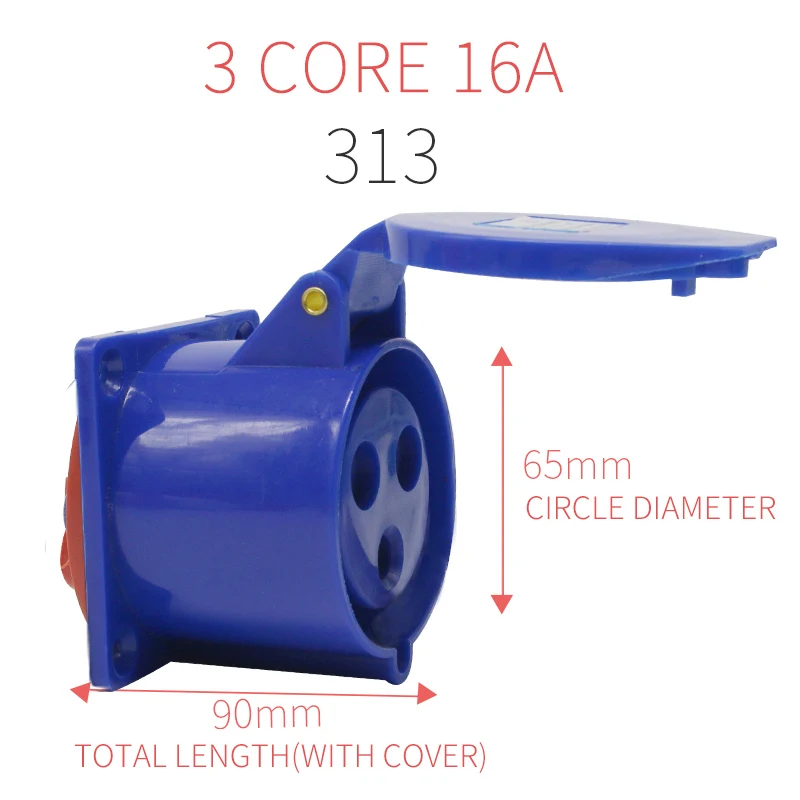 Concealed socket 313 16A Промышленный разъем поверхностного монтажа гнездо скрытой установки гнездо 3 ядра водонепроницаемый LX-013 113 213 313 - Тип: Concealed socket 313