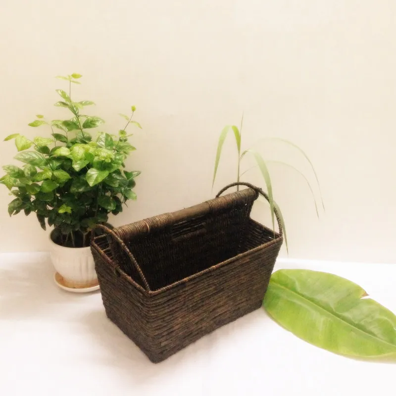 Плетеная корзина из ротанга, корзина для газет, корзина для хранения, стойка для журналов, отделочная коробка для хранения