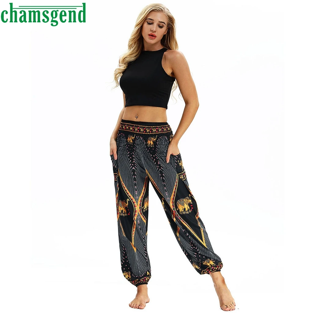 CHAMSGEND Йога спортивные брюки богемные женские брюки для йоги свободный спортивный костюм брюки Высокая талия Спорт Бег Фитнес гимнастические Легинсы 09