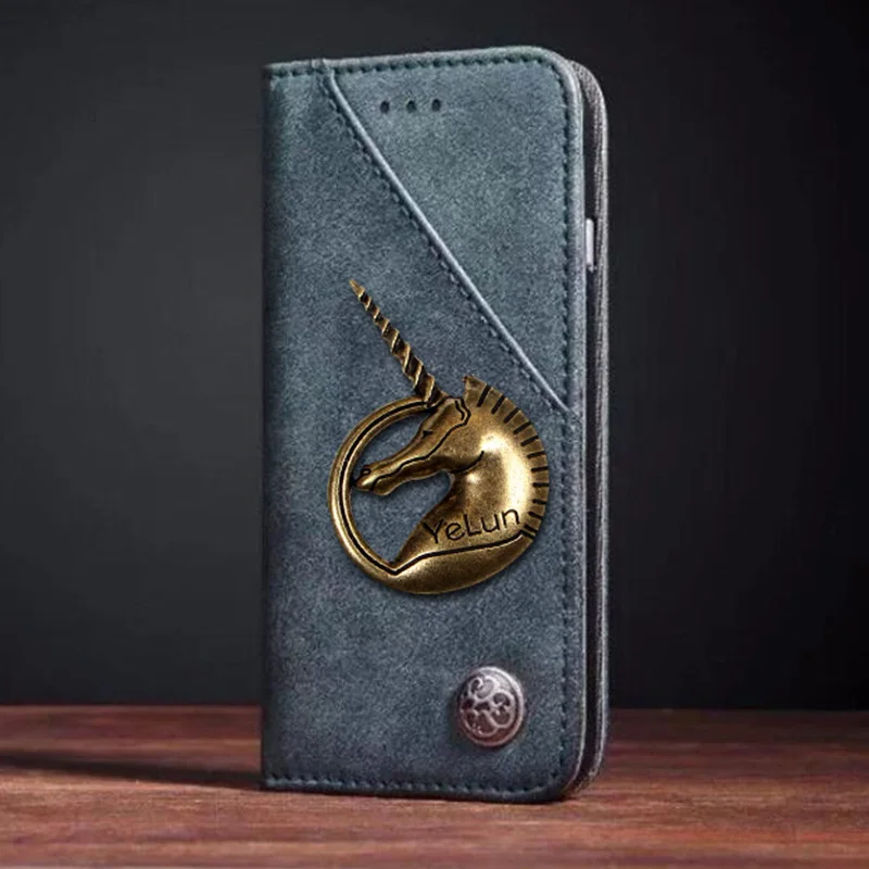 

YeLun For OPPO Realme 2 Case Luxury Unicorn Leather Flip Case For OPPO Realme Two Protective Phone Case Retro Back Cover