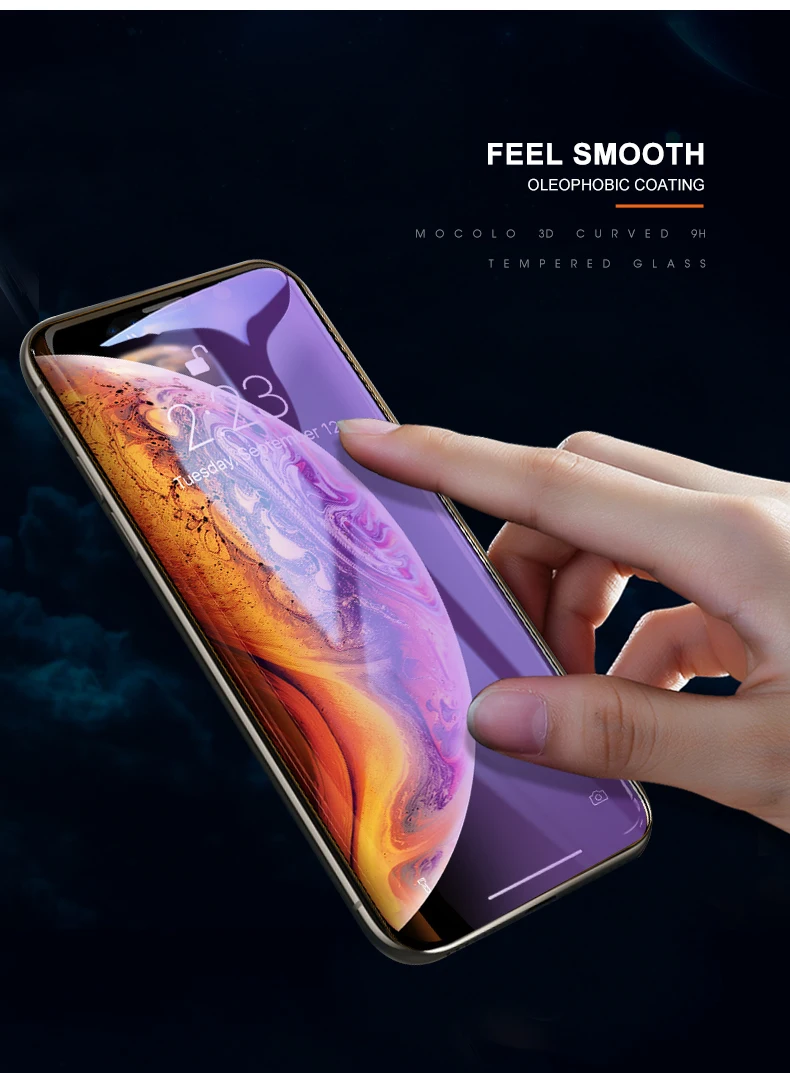 Mocolo анти-синий луч 3D изогнутое премиум стекло для iPhone XS MAX полное покрытие экрана протектор Закаленное стекло пленка для iPhone XS XR