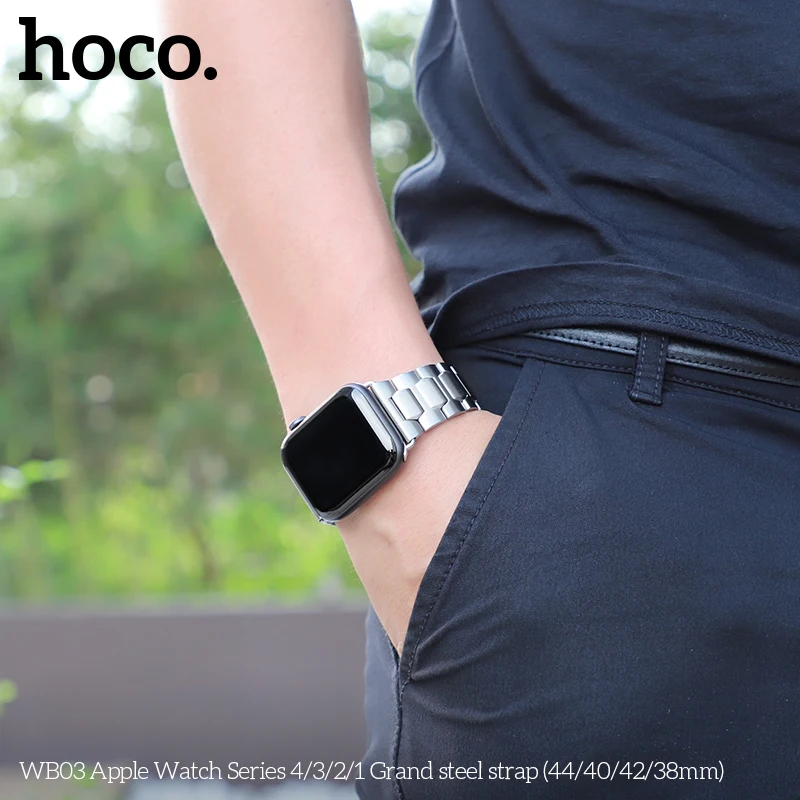 Ремешок HOCO Pinhen из нержавеющей стали для Apple Watch серии 5, 4, 3, 2, металлические Смарт-часы, подходят для Iwatch 44 мм, 42 мм, 40 мм, 38 мм