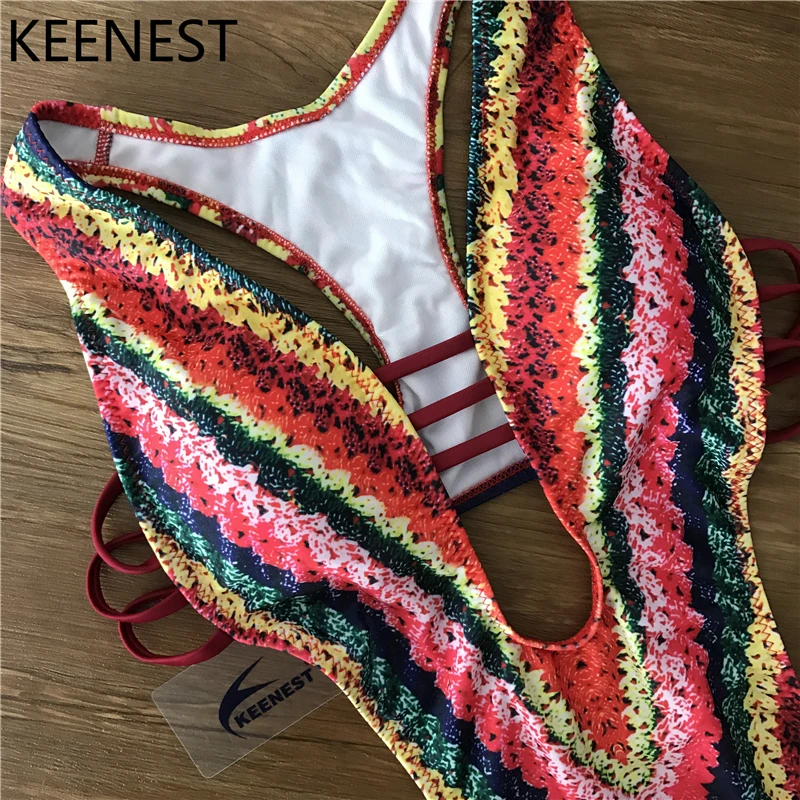 KEENEST бандажный Цельный купальник купальники женские Монокини с открытой спиной