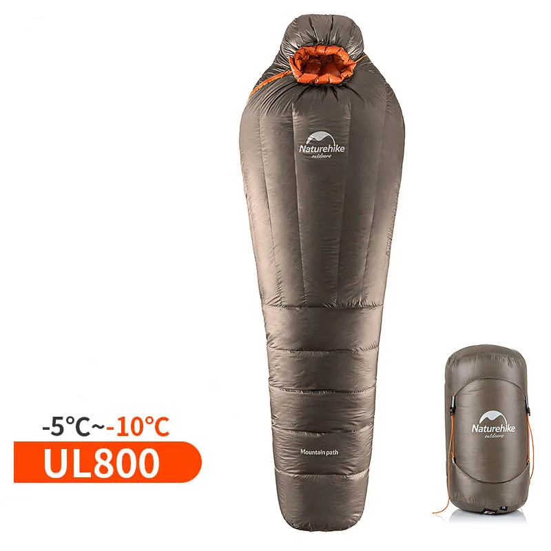 Naturehike Factory, спальный мешок на 90% утином пуху, горная дорожка, Мумия, утепленный спальный мешок, зимний теплый пуховый спальный мешок - Цвет: champagne UL800g