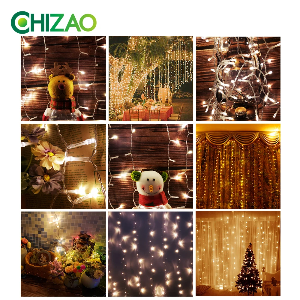 CHIZAO светодиодная занавеска Icicle String Light 220V 5M 300leds для помещений вечеринок