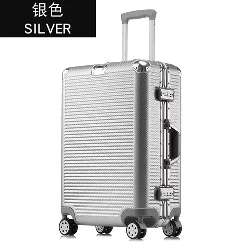 Silver KLQDZMS 20/24/26/29 дюймов Алюминий Рамка дорожный чемодан на колесиках Спиннер ПК rolling чемодан на колесах - Цвет: Silver