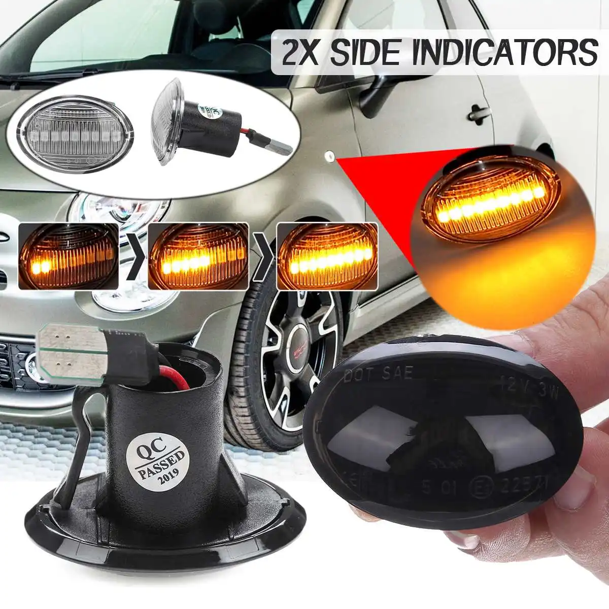 Парные динамические светодиодные боковые габаритные фонари сигнальный сигнал