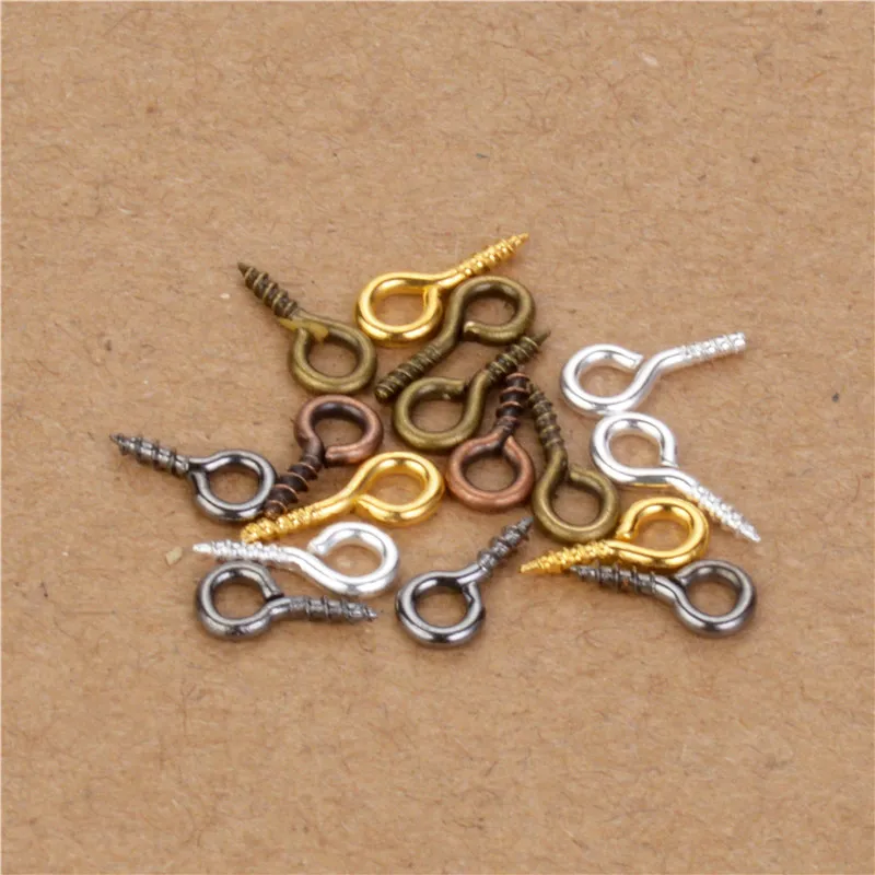 

200pcs/lot 4x8mm/5x10mm Small Tiny Mini Eye Pins Eyepins Hooks Eyelets Screw Threaded Silver Clasps Hooks Jewelry Findings