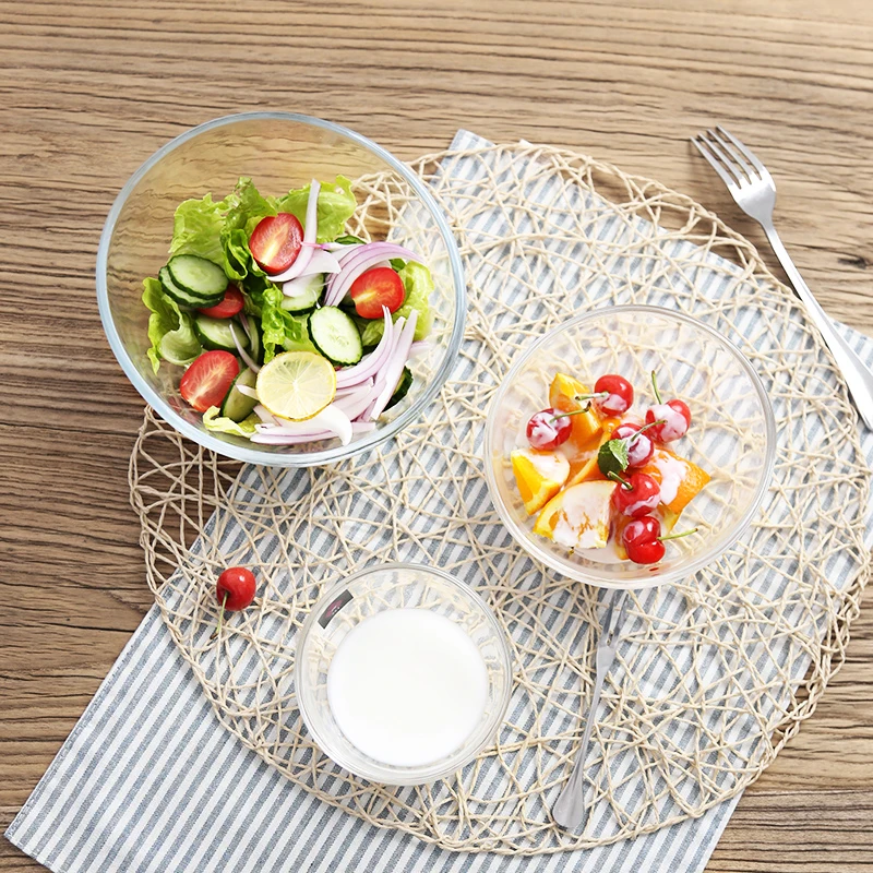 Упаковка из 2 шт салатная миска с прозрачной косой срез чаша прочного стекла