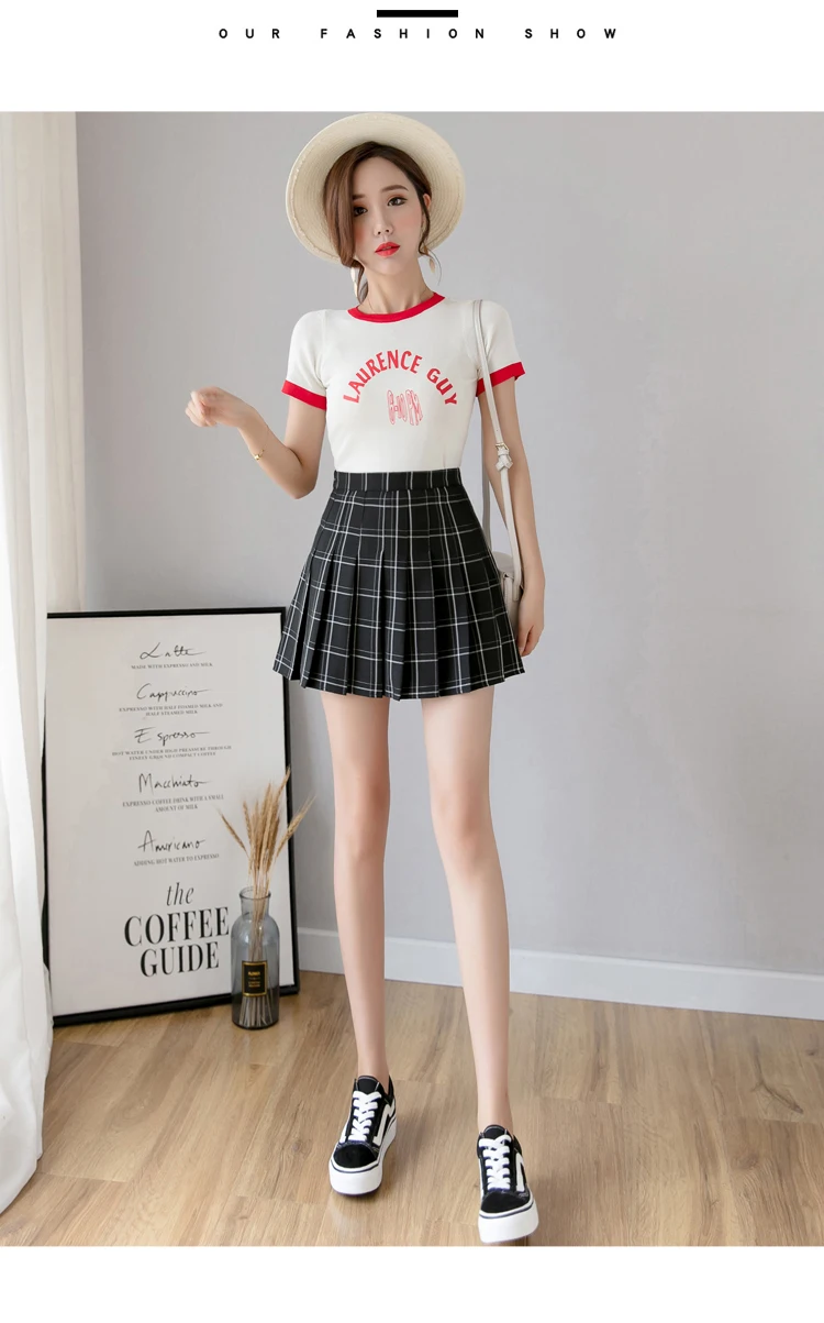 Ulzzang корейская мода клетчатая мини-юбка для школьниц летняя белая розовая плиссированная юбка с высокой талией Корейская женская одежда Kpop