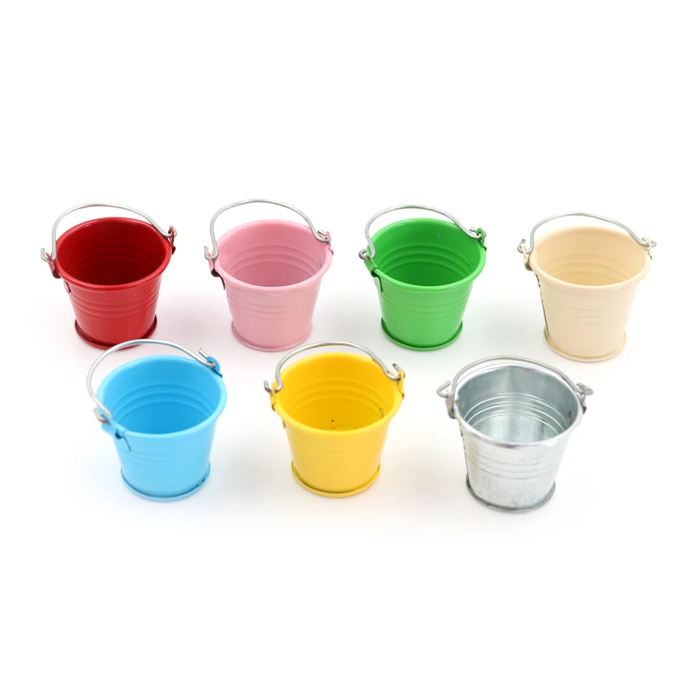 Милые Металлические Мини-ведра карамельных цветов украшение для кукольного