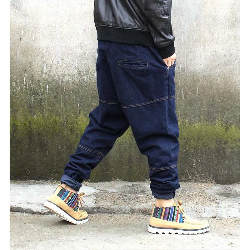 Новые мужские джинсы больших размеров осенние свободные шаровары с крестиком