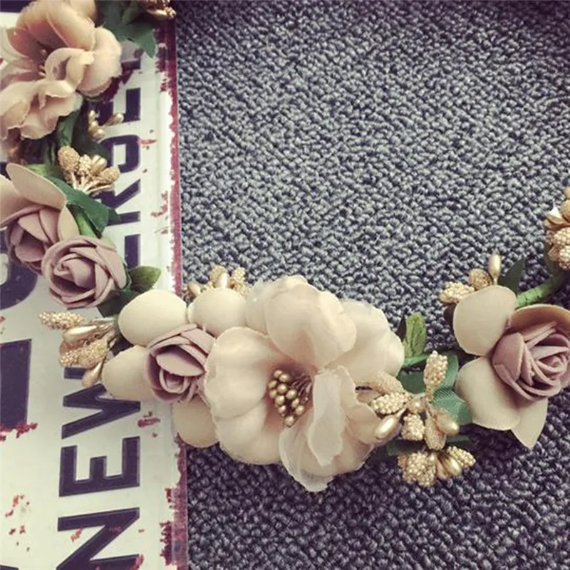 

Boho Flower Floral Hairband Wedding Hair Accessories For Women Headband Crown Party Bride Tiara Crown Hair Jewelry
