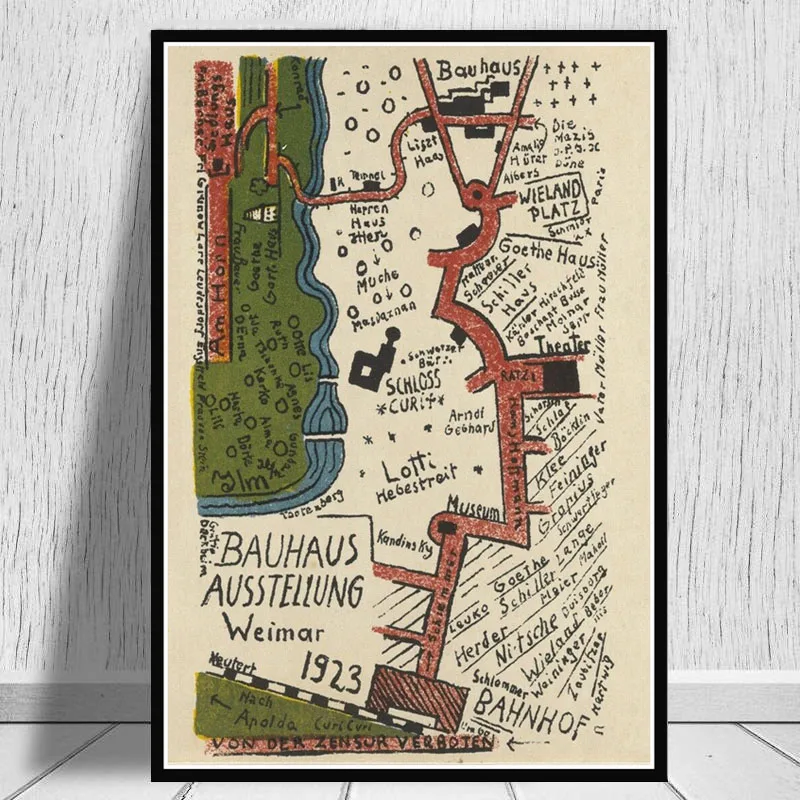 0017 Bauhaus Ausstellung 1923 Weimer выставочный плакат, настенная художественная картина, плакаты и принты, холст, живопись для комнаты, домашний декор - Цвет: 0017