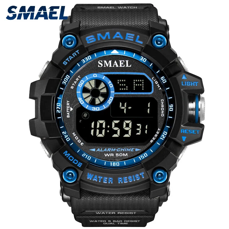 SMAEL 8010 наружные спортивные цифровые мужские наручные часы с большим циферблатом