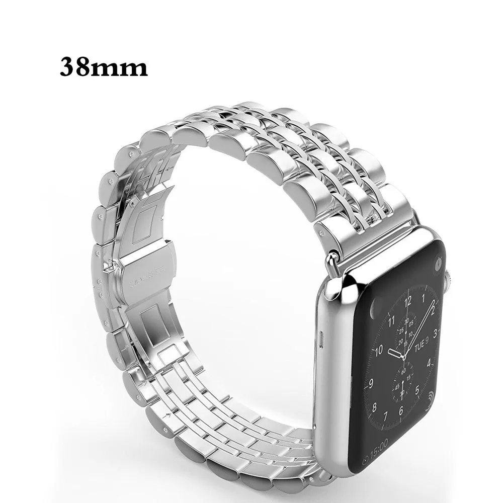 38mm 40mm silver Роскошный металлический ремешок из нержавеющей стали для Apple Watch, 4 ремешка, 44 мм, 40 мм, iwatch, 42 мм, correa, 38 мм, браслет, наручный ремешок для часов 5, 3, 2 - Цвет ремешка: 38mm 40mm silver
