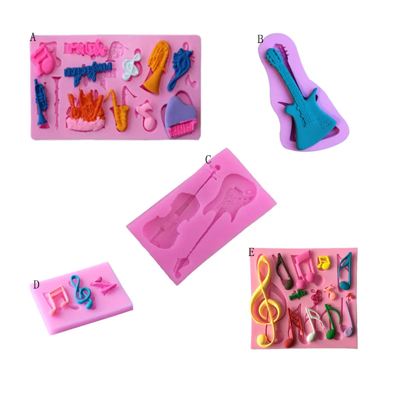 Music Note Guitar Shaped Silicone Cake Decorating Tool Mold Pastry Baking | Дом и сад