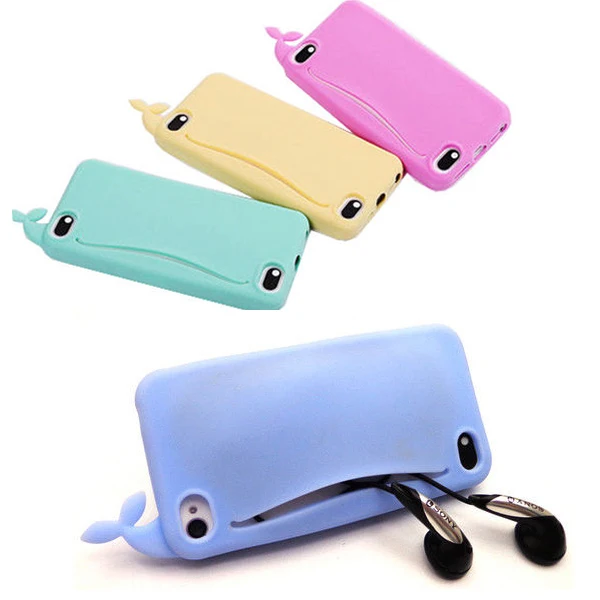 Cute Big mouth Whale phone cases for Apple iPhone 5 Case Soft Silicone case For 5s cover Kawaii Rubber Card holder |