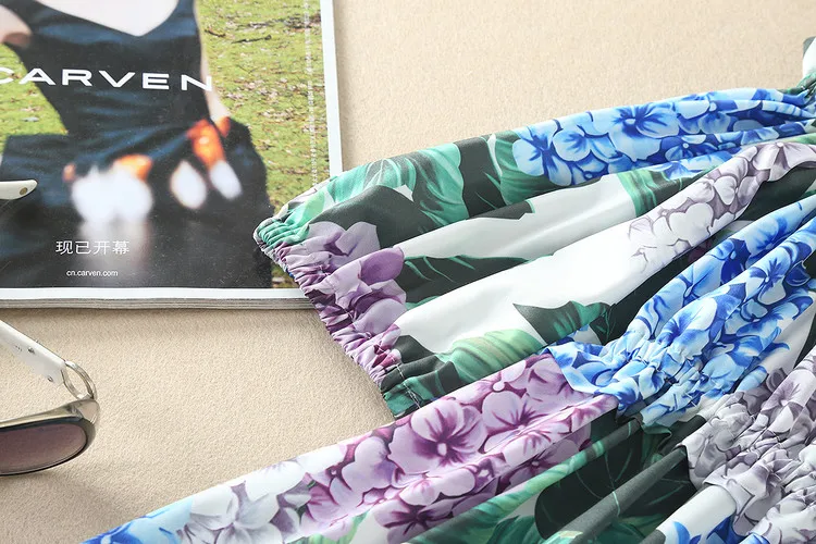 Женское летнее хлопковое платье выше колена с принтом гортензии | Женская одежда