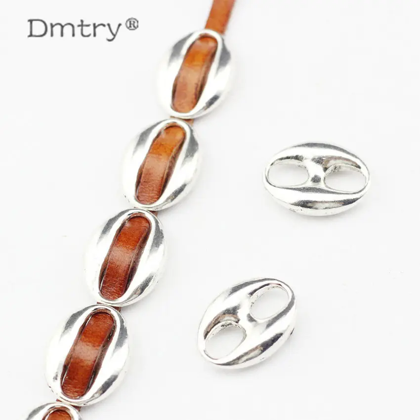 Dmtry 5pcs/lot Wholesale Large Hole Accessory Ancient Silver Leather  Cord Clasps Charms Zinc Alloy Jewelry Findings  LC0094