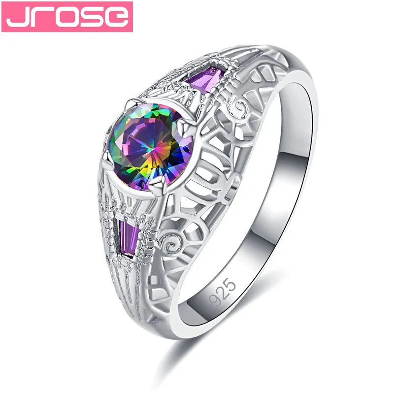 Классический дизайн JROSE серебряные ювелирные изделия сверкающий солитер Raibown