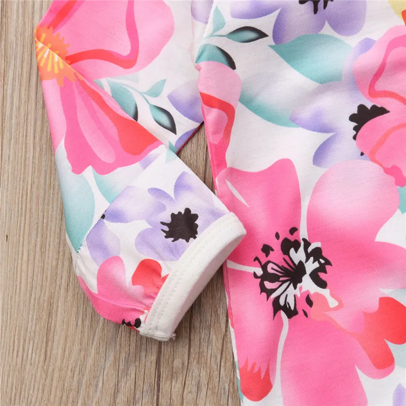 Осенняя Милая одежда с длинными рукавами и цветочным рисунком для девочек