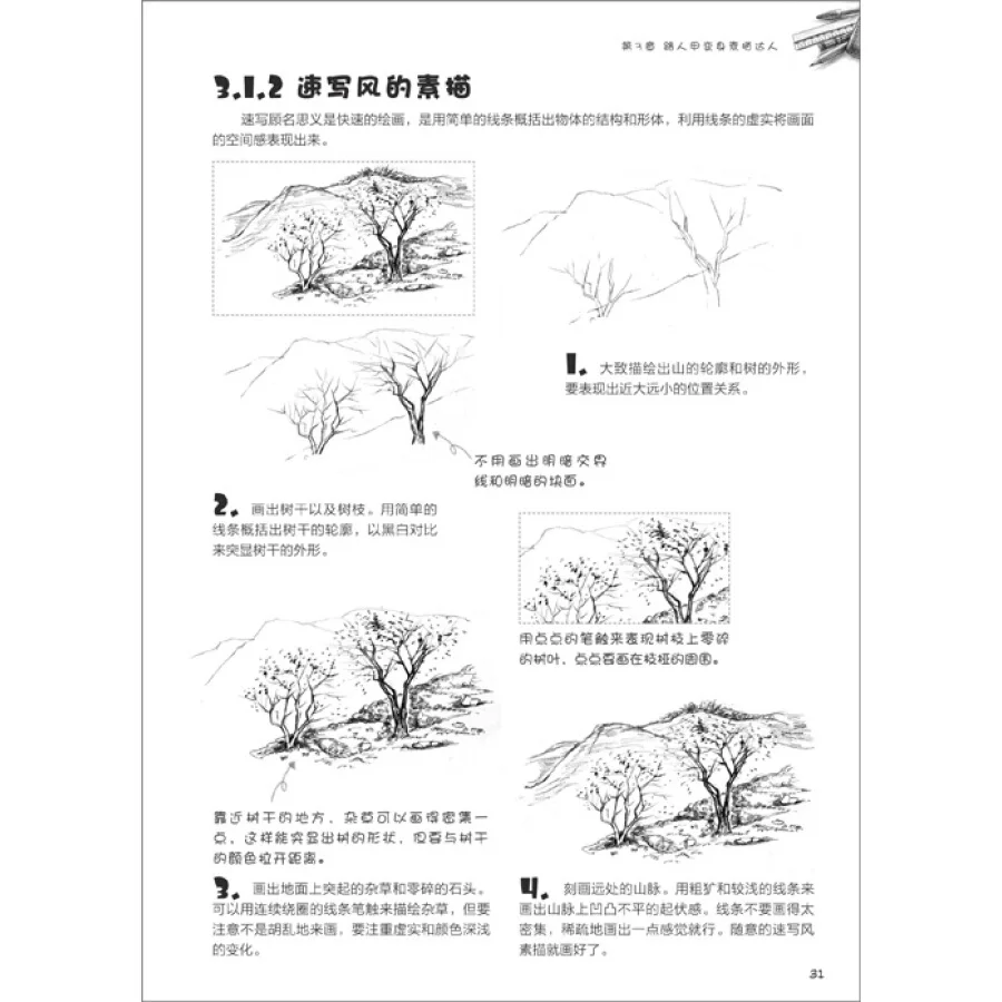 Китайский карандашный эскиз Рисование художественная книга: начиная с нулевого