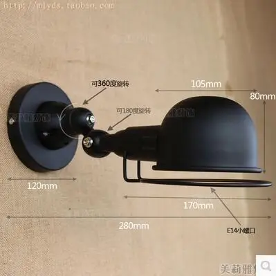 Красный чердак стиль ретро светодиодные Настенные светильники Регулируемый