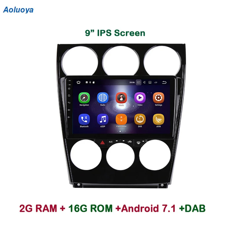 Aoluoya IPS 2G RAM четырехъядерный Android 7 1 автомобильный DVD GPS плеер для Mazda 6 2006 2007 2008 2009 2016