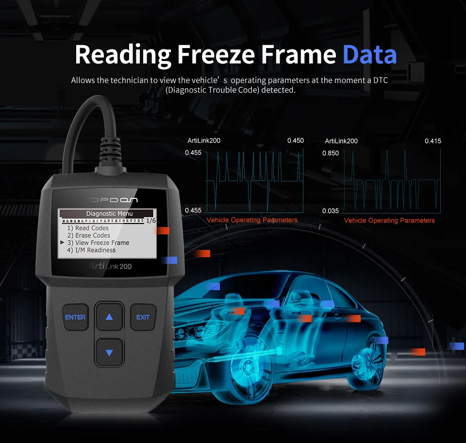 Автомобильный диагностический инструмент TOPDON arilskino 200, автоматический OBDII OBD2 сканер, механический Автосканер для OBD 2 II автомобиля X431 Creader 3001