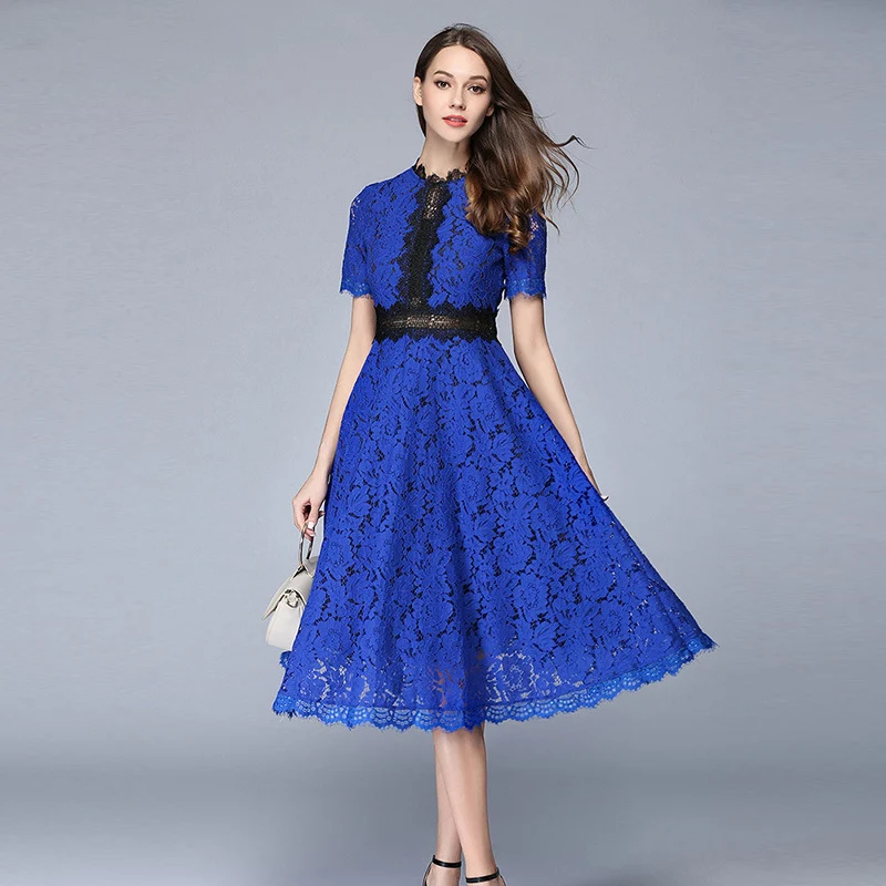 2017 высококачественные кружева Сексуальная Выдалбливают Длинное платье летняя